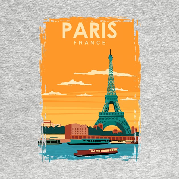 Paris France Seine Eiffel Tower Travel Poster by jornvanhezik